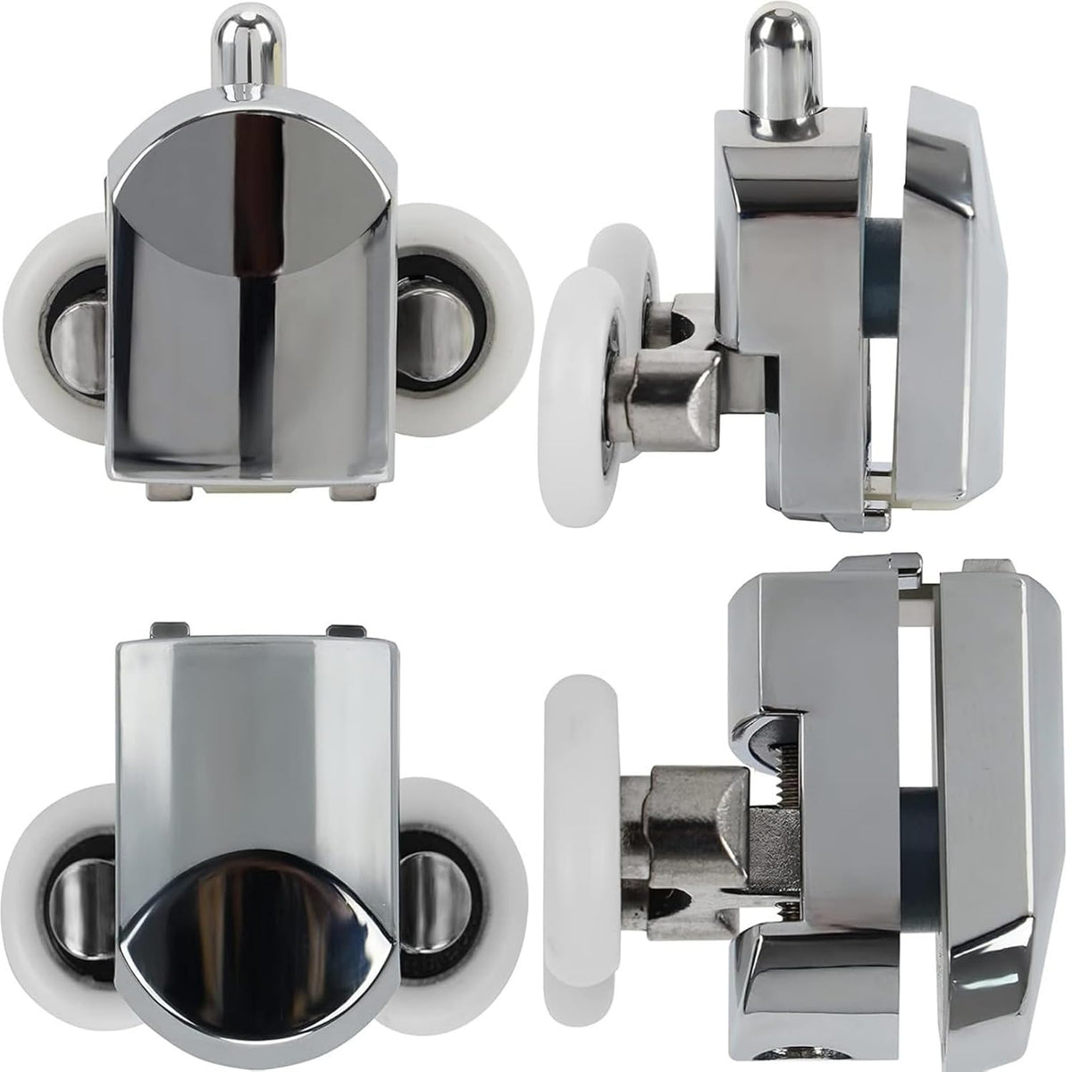 Shower Door Rollers Replacement Zinc Alloy Wheels 23mm with Anti Collision Block and Screws for Curved and Glass Doors