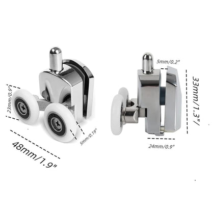 Shower Door Rollers Replacement Zinc Alloy Wheels 23mm with Anti Collision Block and Screws for Curved and Glass Doors