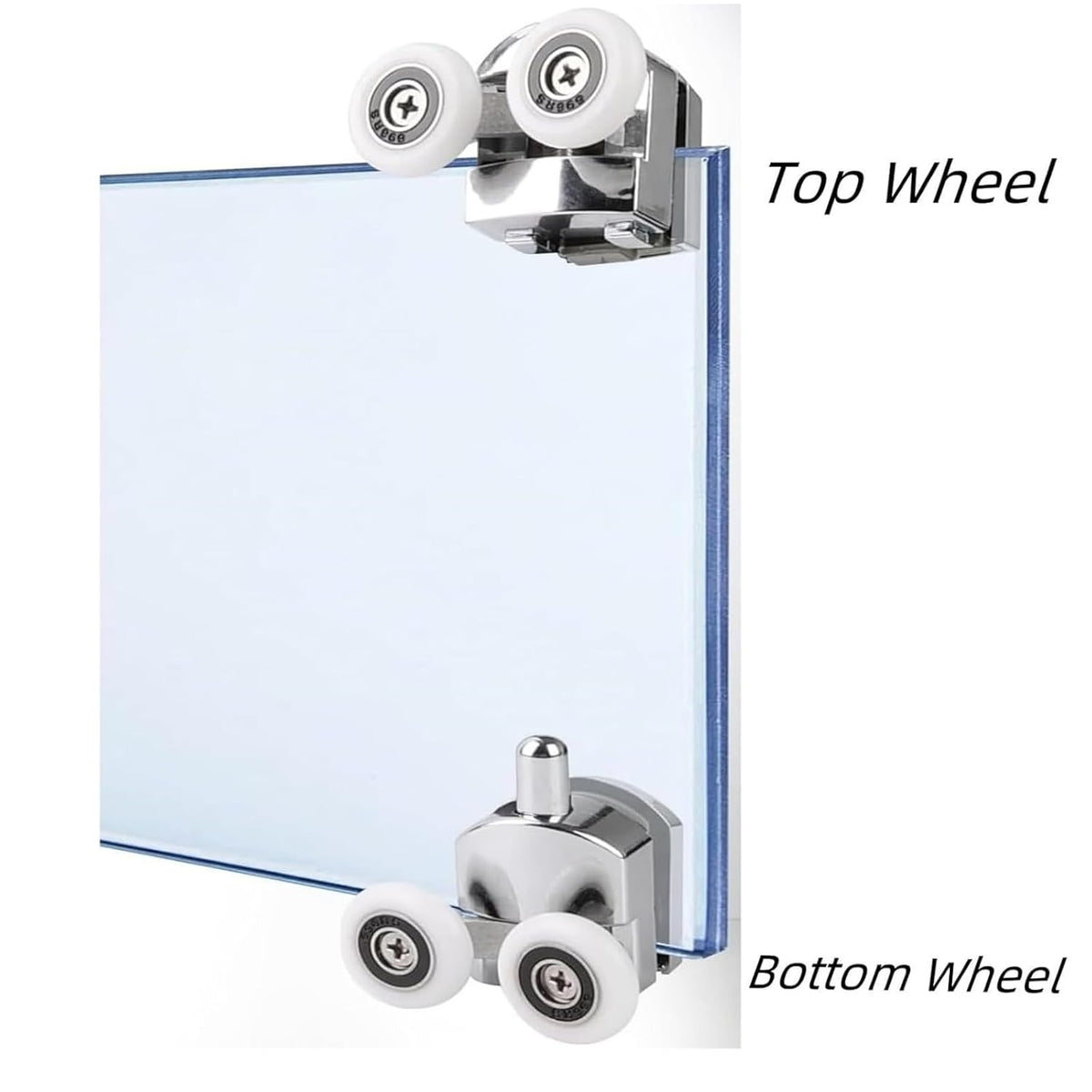 Shower Door Rollers Replacement Zinc Alloy Wheels 23mm with Anti Collision Block and Screws for Curved and Glass Doors