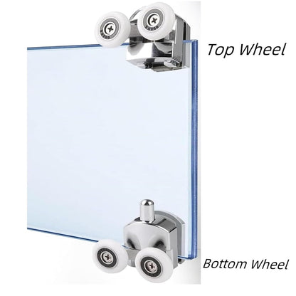 Shower Door Rollers Replacement Zinc Alloy Wheels 23mm with Anti Collision Block and Screws for Curved and Glass Doors
