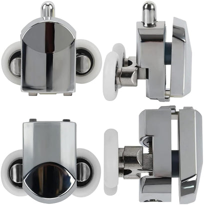 Shower Door Rollers Replacement Zinc Alloy Wheels 23mm with Anti Collision Block and Screws for Curved and Glass Doors
