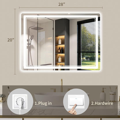 30"x36" LED Bathroom Mirror with Lights, Backlit + Front Lit, Anti-Fog, Lighted Bathroom Mirror for Wall, HD Shatterproof Tempered Glass, Dimmable, Memory Function (Horizontal/Vertical)