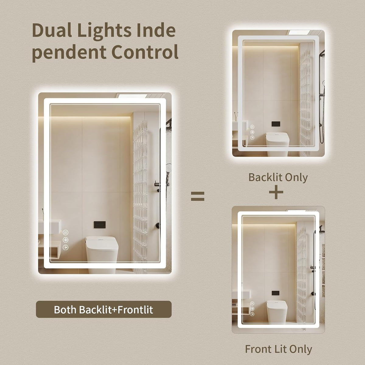 30"x36" LED Bathroom Mirror with Lights, Backlit + Front Lit, Anti-Fog, Lighted Bathroom Mirror for Wall, HD Shatterproof Tempered Glass, Dimmable, Memory Function (Horizontal/Vertical)