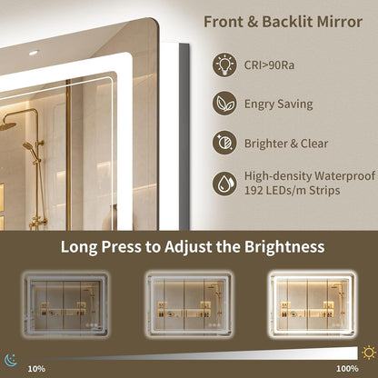 30"x36" LED Bathroom Mirror with Lights, Backlit + Front Lit, Anti-Fog, Lighted Bathroom Mirror for Wall, HD Shatterproof Tempered Glass, Dimmable, Memory Function (Horizontal/Vertical)