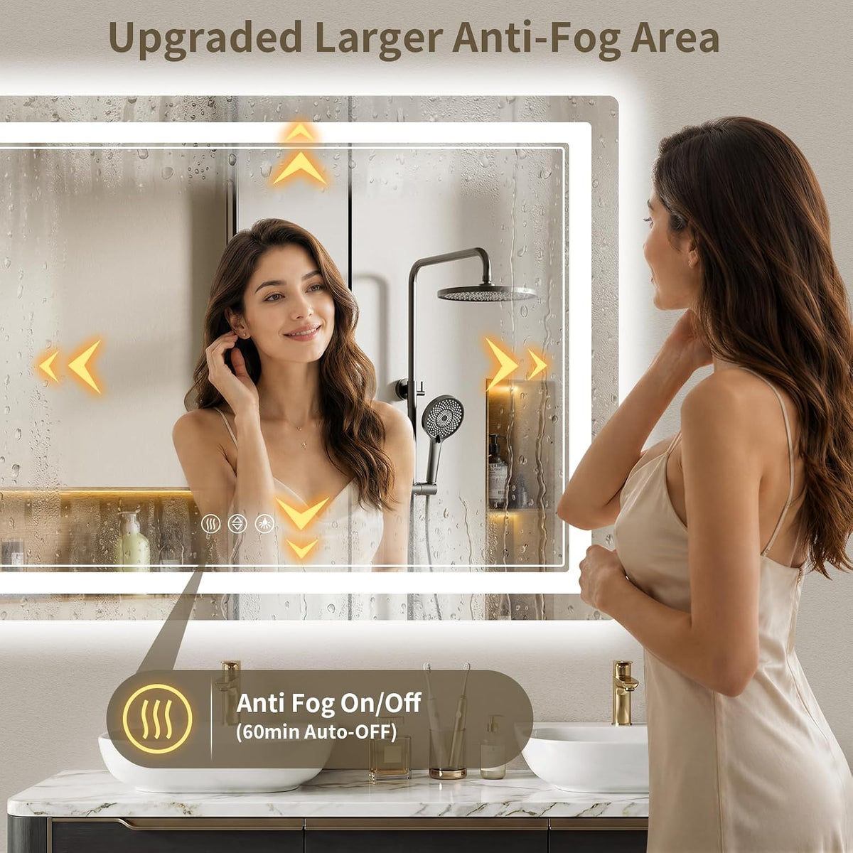 30"x36" LED Bathroom Mirror with Lights, Backlit + Front Lit, Anti-Fog, Lighted Bathroom Mirror for Wall, HD Shatterproof Tempered Glass, Dimmable, Memory Function (Horizontal/Vertical)