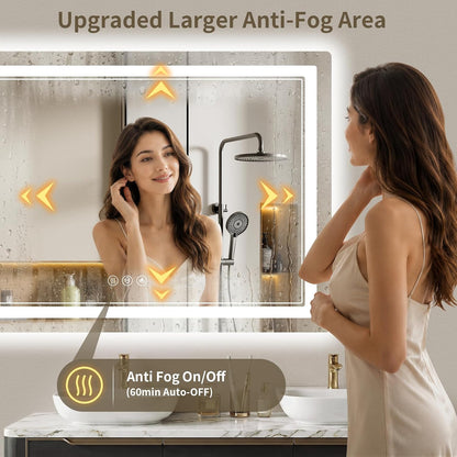 30"x36" LED Bathroom Mirror with Lights, Backlit + Front Lit, Anti-Fog, Lighted Bathroom Mirror for Wall, HD Shatterproof Tempered Glass, Dimmable, Memory Function (Horizontal/Vertical)