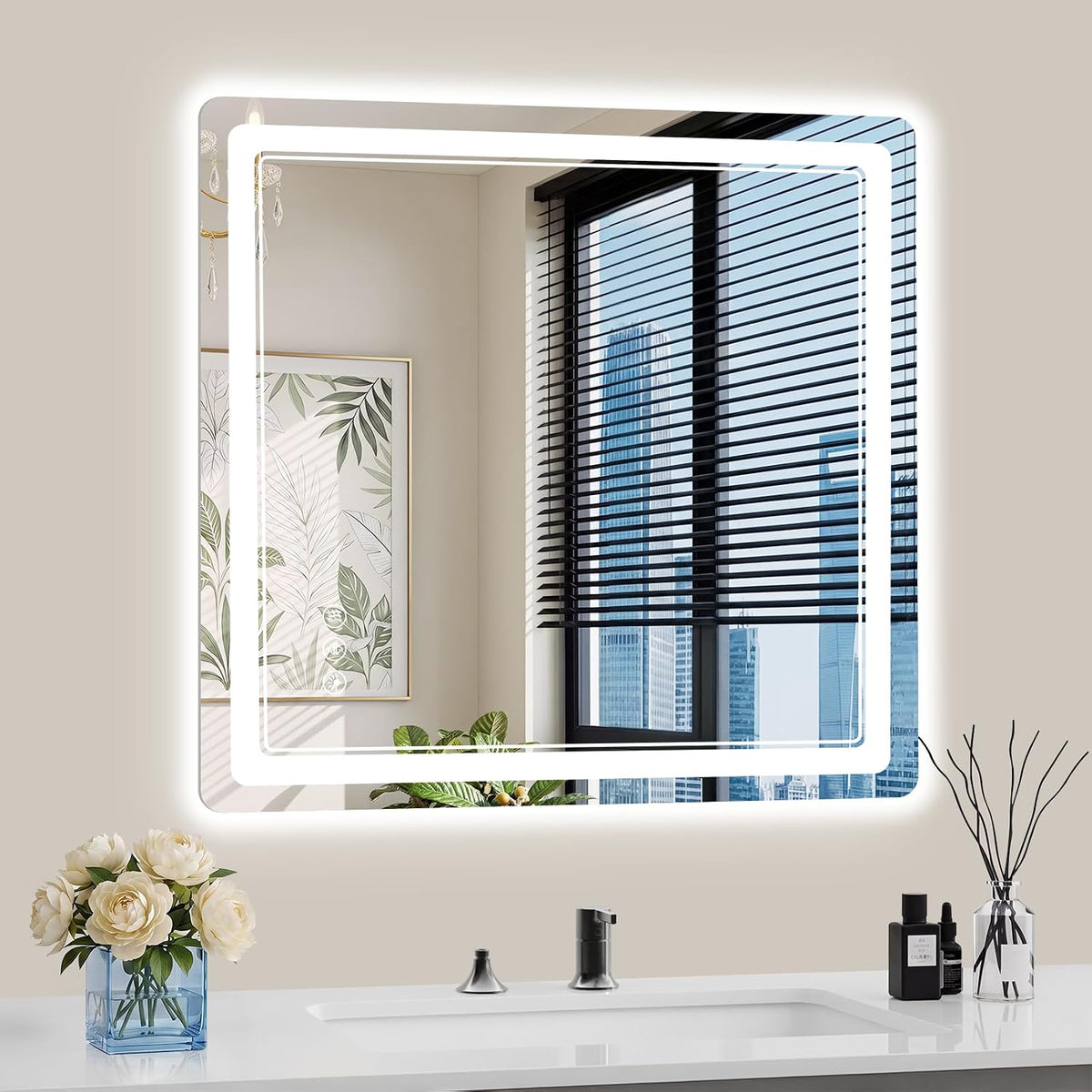 30"x36" LED Bathroom Mirror with Lights, Backlit + Front Lit, Anti-Fog, Lighted Bathroom Mirror for Wall, HD Shatterproof Tempered Glass, Dimmable, Memory Function (Horizontal/Vertical)