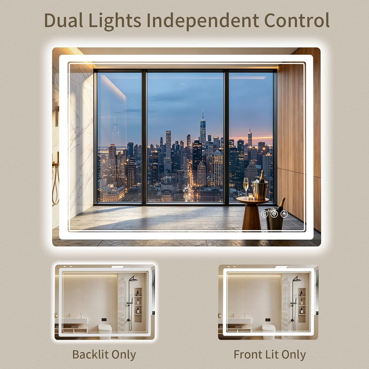 30"x36" LED Bathroom Mirror with Lights, Backlit + Front Lit, Anti-Fog, Lighted Bathroom Mirror for Wall, HD Shatterproof Tempered Glass, Dimmable, Memory Function (Horizontal/Vertical)