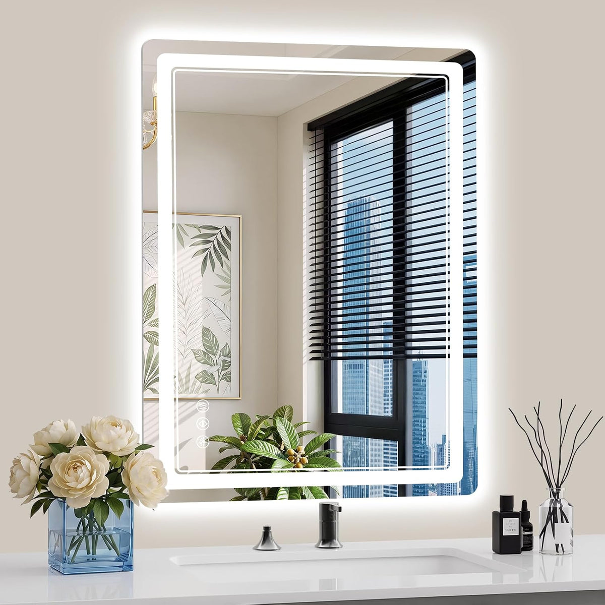 30"x36" LED Bathroom Mirror with Lights, Backlit + Front Lit, Anti-Fog, Lighted Bathroom Mirror for Wall, HD Shatterproof Tempered Glass, Dimmable, Memory Function (Horizontal/Vertical)