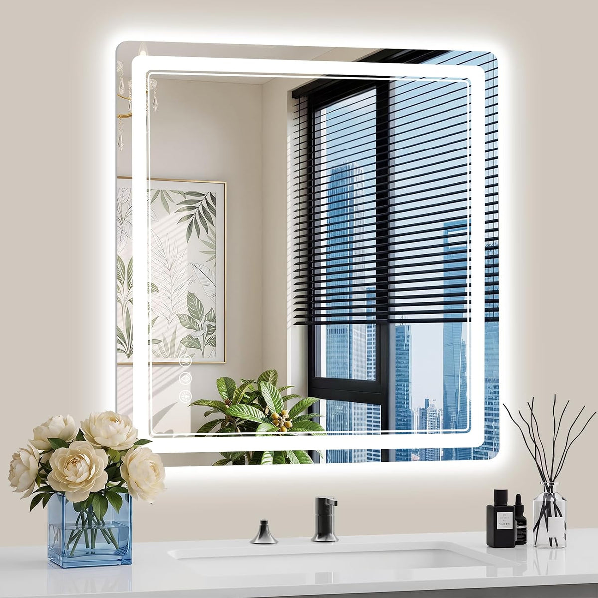 30"x36" LED Bathroom Mirror with Lights, Backlit + Front Lit, Anti-Fog, Lighted Bathroom Mirror for Wall, HD Shatterproof Tempered Glass, Dimmable, Memory Function (Horizontal/Vertical)