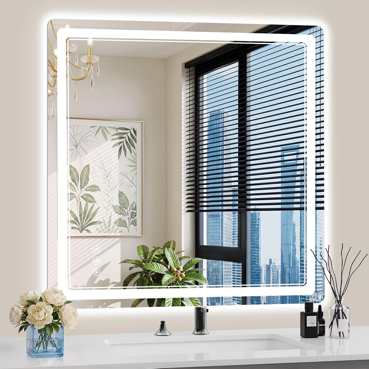 30"x36" LED Bathroom Mirror with Lights, Backlit + Front Lit, Anti-Fog, Lighted Bathroom Mirror for Wall, HD Shatterproof Tempered Glass, Dimmable, Memory Function (Horizontal/Vertical)