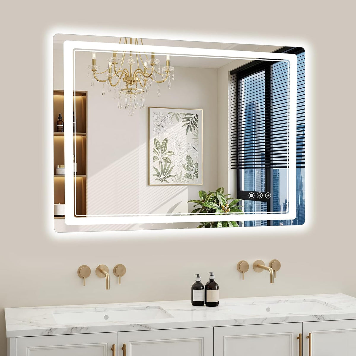 30"x36" LED Bathroom Mirror with Lights, Backlit + Front Lit, Anti-Fog, Lighted Bathroom Mirror for Wall, HD Shatterproof Tempered Glass, Dimmable, Memory Function (Horizontal/Vertical)