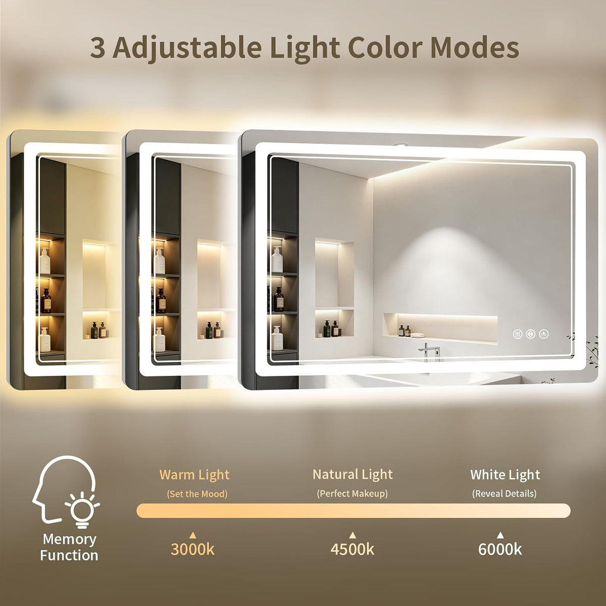 30"x36" LED Bathroom Mirror with Lights, Backlit + Front Lit, Anti-Fog, Lighted Bathroom Mirror for Wall, HD Shatterproof Tempered Glass, Dimmable, Memory Function (Horizontal/Vertical)