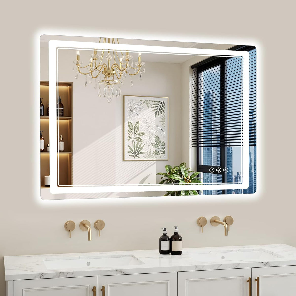 30"x36" LED Bathroom Mirror with Lights, Backlit + Front Lit, Anti-Fog, Lighted Bathroom Mirror for Wall, HD Shatterproof Tempered Glass, Dimmable, Memory Function (Horizontal/Vertical)