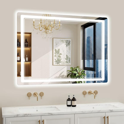 30"x36" LED Bathroom Mirror with Lights, Backlit + Front Lit, Anti-Fog, Lighted Bathroom Mirror for Wall, HD Shatterproof Tempered Glass, Dimmable, Memory Function (Horizontal/Vertical)