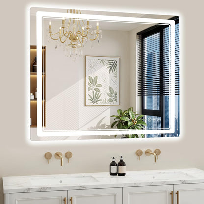 30"x36" LED Bathroom Mirror with Lights, Backlit + Front Lit, Anti-Fog, Lighted Bathroom Mirror for Wall, HD Shatterproof Tempered Glass, Dimmable, Memory Function (Horizontal/Vertical)