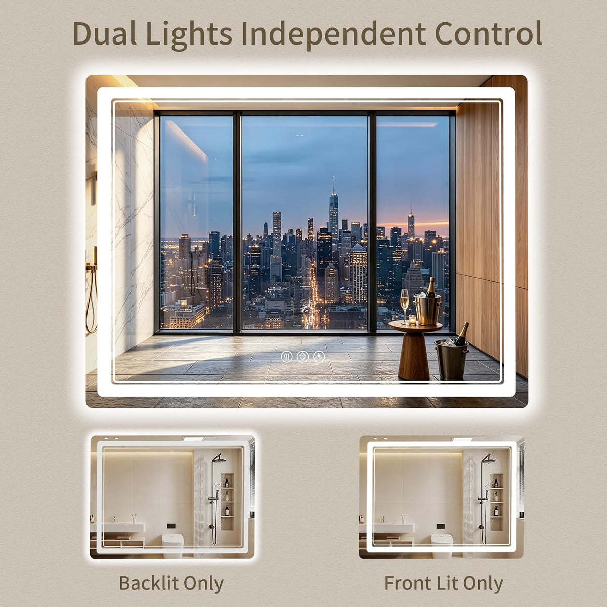 30"x36" LED Bathroom Mirror with Lights, Backlit + Front Lit, Anti-Fog, Lighted Bathroom Mirror for Wall, HD Shatterproof Tempered Glass, Dimmable, Memory Function (Horizontal/Vertical)