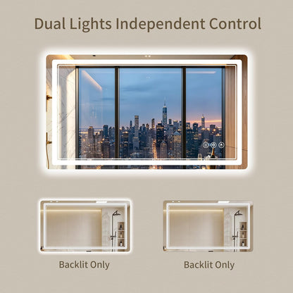 30"x36" LED Bathroom Mirror with Lights, Backlit + Front Lit, Anti-Fog, Lighted Bathroom Mirror for Wall, HD Shatterproof Tempered Glass, Dimmable, Memory Function (Horizontal/Vertical)