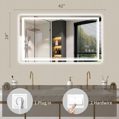 30"x36" LED Bathroom Mirror with Lights, Backlit + Front Lit, Anti-Fog, Lighted Bathroom Mirror for Wall, HD Shatterproof Tempered Glass, Dimmable, Memory Function (Horizontal/Vertical)