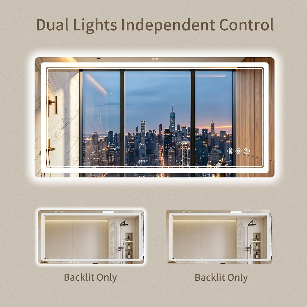 30"x36" LED Bathroom Mirror with Lights, Backlit + Front Lit, Anti-Fog, Lighted Bathroom Mirror for Wall, HD Shatterproof Tempered Glass, Dimmable, Memory Function (Horizontal/Vertical)