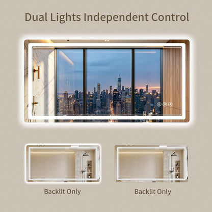 30"x36" LED Bathroom Mirror with Lights, Backlit + Front Lit, Anti-Fog, Lighted Bathroom Mirror for Wall, HD Shatterproof Tempered Glass, Dimmable, Memory Function (Horizontal/Vertical)
