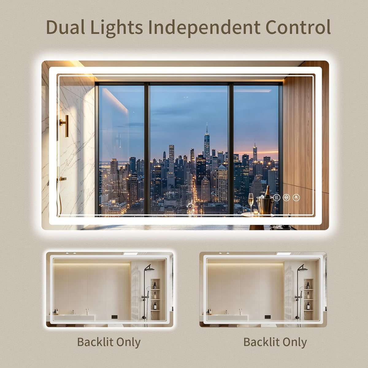 30"x36" LED Bathroom Mirror with Lights, Backlit + Front Lit, Anti-Fog, Lighted Bathroom Mirror for Wall, HD Shatterproof Tempered Glass, Dimmable, Memory Function (Horizontal/Vertical)