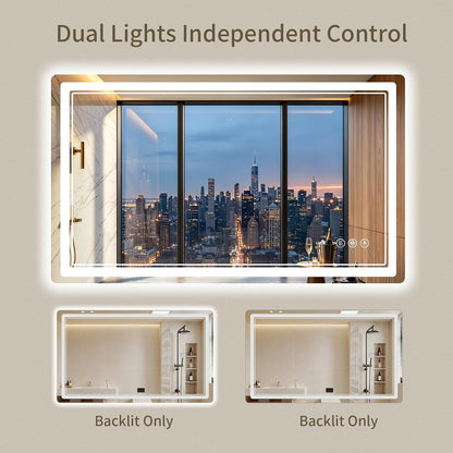 30"x36" LED Bathroom Mirror with Lights, Backlit + Front Lit, Anti-Fog, Lighted Bathroom Mirror for Wall, HD Shatterproof Tempered Glass, Dimmable, Memory Function (Horizontal/Vertical)