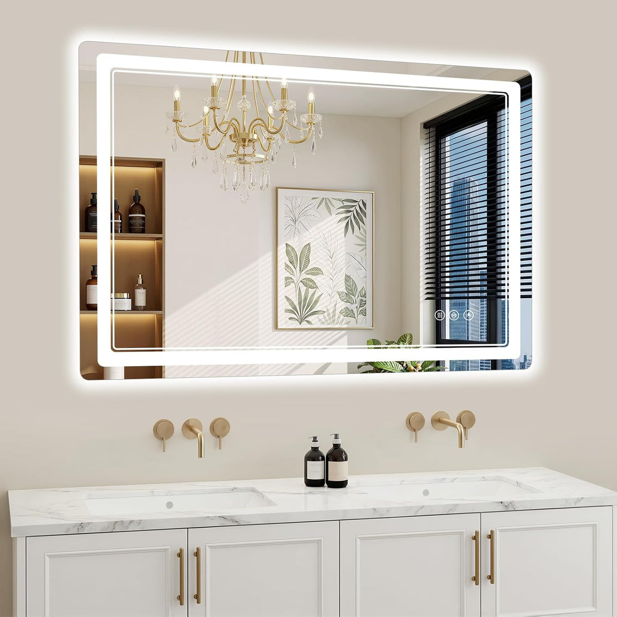 30"x36" LED Bathroom Mirror with Lights, Backlit + Front Lit, Anti-Fog, Lighted Bathroom Mirror for Wall, HD Shatterproof Tempered Glass, Dimmable, Memory Function (Horizontal/Vertical)