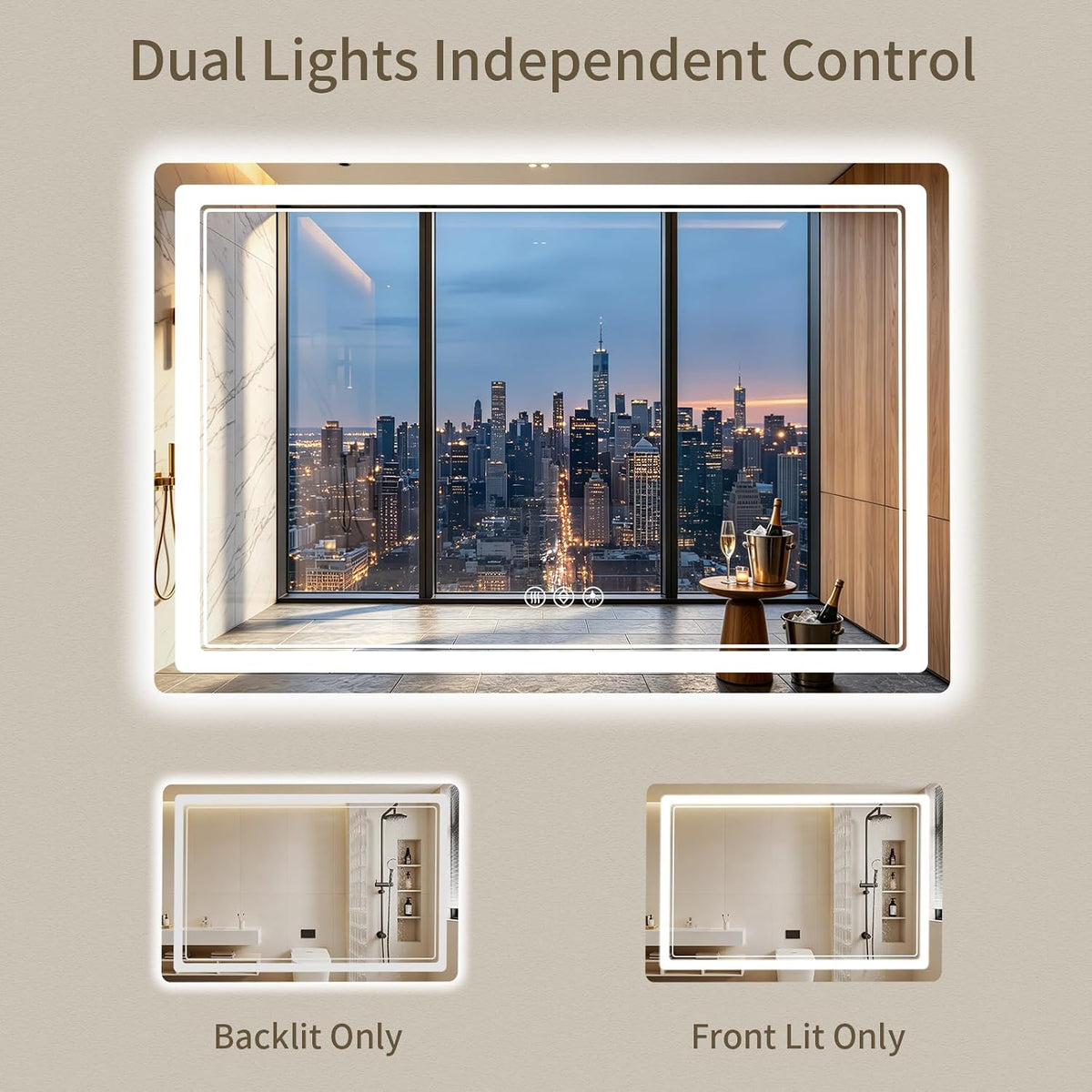 30"x36" LED Bathroom Mirror with Lights, Backlit + Front Lit, Anti-Fog, Lighted Bathroom Mirror for Wall, HD Shatterproof Tempered Glass, Dimmable, Memory Function (Horizontal/Vertical)
