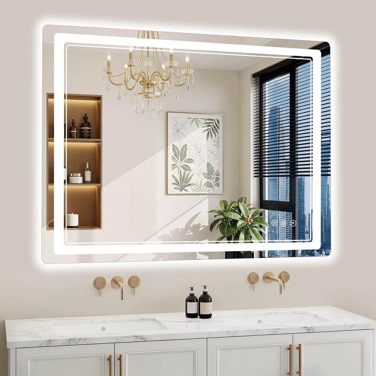 30"x36" LED Bathroom Mirror with Lights, Backlit + Front Lit, Anti-Fog, Lighted Bathroom Mirror for Wall, HD Shatterproof Tempered Glass, Dimmable, Memory Function (Horizontal/Vertical)