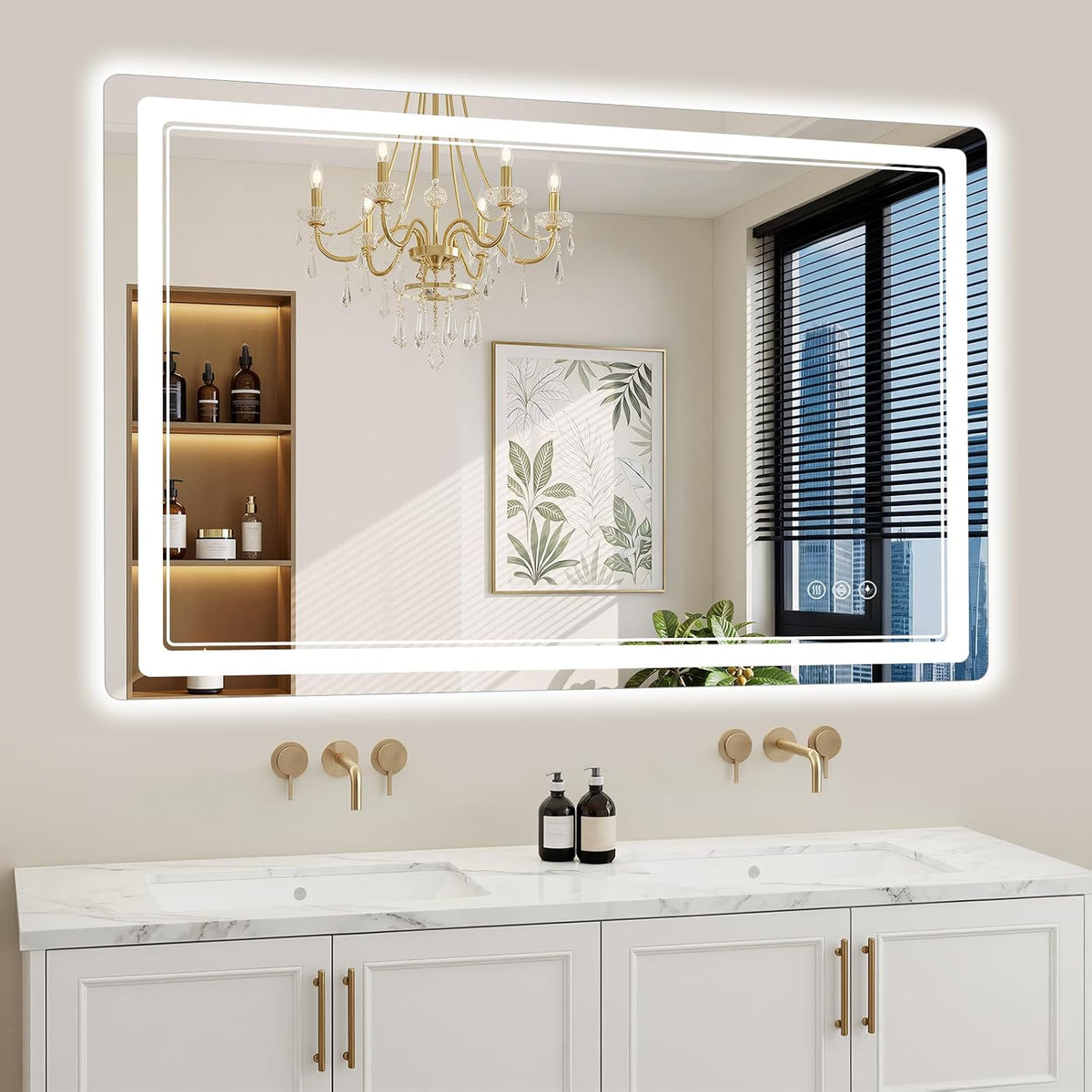 30"x36" LED Bathroom Mirror with Lights, Backlit + Front Lit, Anti-Fog, Lighted Bathroom Mirror for Wall, HD Shatterproof Tempered Glass, Dimmable, Memory Function (Horizontal/Vertical)