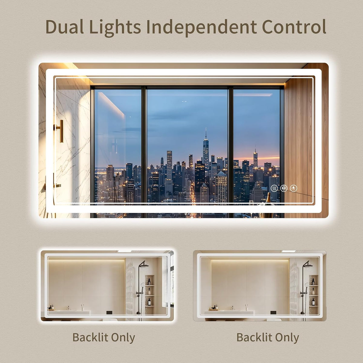 30"x36" LED Bathroom Mirror with Lights, Backlit + Front Lit, Anti-Fog, Lighted Bathroom Mirror for Wall, HD Shatterproof Tempered Glass, Dimmable, Memory Function (Horizontal/Vertical)