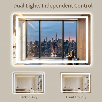 30"x36" LED Bathroom Mirror with Lights, Backlit + Front Lit, Anti-Fog, Lighted Bathroom Mirror for Wall, HD Shatterproof Tempered Glass, Dimmable, Memory Function (Horizontal/Vertical)