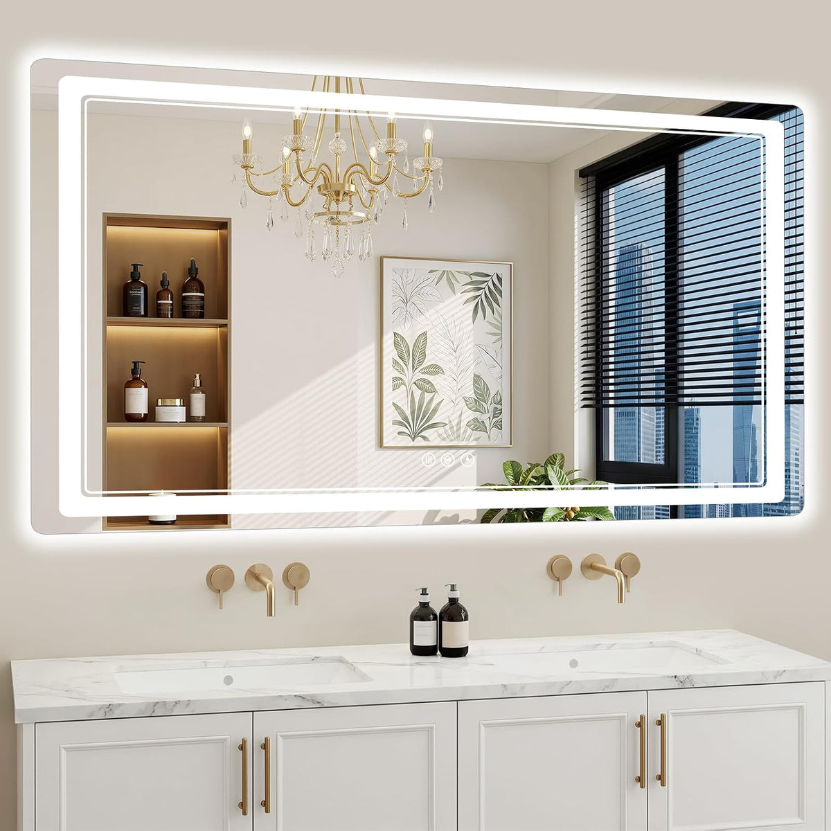 30"x36" LED Bathroom Mirror with Lights, Backlit + Front Lit, Anti-Fog, Lighted Bathroom Mirror for Wall, HD Shatterproof Tempered Glass, Dimmable, Memory Function (Horizontal/Vertical)