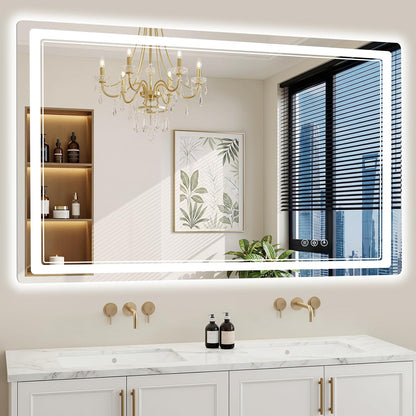 30"x36" LED Bathroom Mirror with Lights, Backlit + Front Lit, Anti-Fog, Lighted Bathroom Mirror for Wall, HD Shatterproof Tempered Glass, Dimmable, Memory Function (Horizontal/Vertical)