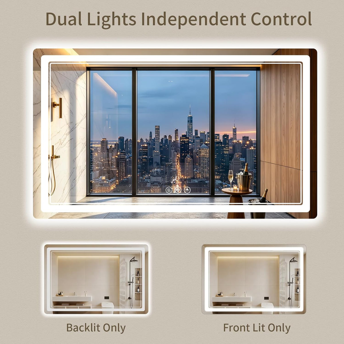 30"x36" LED Bathroom Mirror with Lights, Backlit + Front Lit, Anti-Fog, Lighted Bathroom Mirror for Wall, HD Shatterproof Tempered Glass, Dimmable, Memory Function (Horizontal/Vertical)