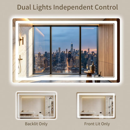 30"x36" LED Bathroom Mirror with Lights, Backlit + Front Lit, Anti-Fog, Lighted Bathroom Mirror for Wall, HD Shatterproof Tempered Glass, Dimmable, Memory Function (Horizontal/Vertical)