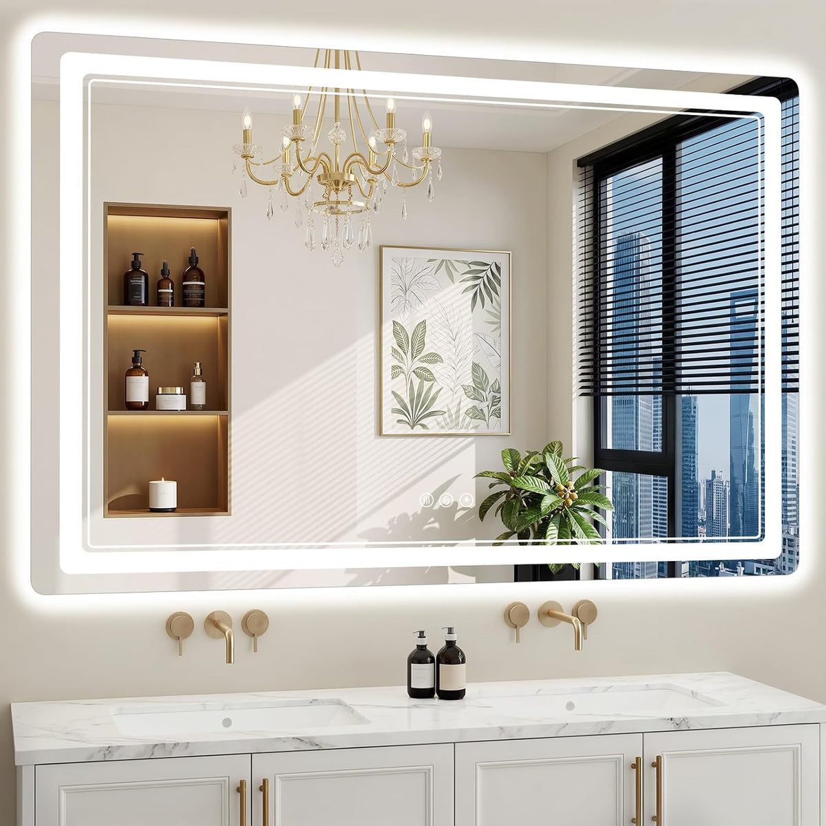 30"x36" LED Bathroom Mirror with Lights, Backlit + Front Lit, Anti-Fog, Lighted Bathroom Mirror for Wall, HD Shatterproof Tempered Glass, Dimmable, Memory Function (Horizontal/Vertical)