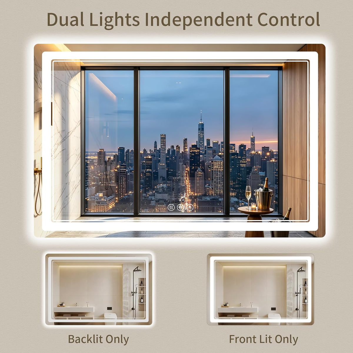 30"x36" LED Bathroom Mirror with Lights, Backlit + Front Lit, Anti-Fog, Lighted Bathroom Mirror for Wall, HD Shatterproof Tempered Glass, Dimmable, Memory Function (Horizontal/Vertical)