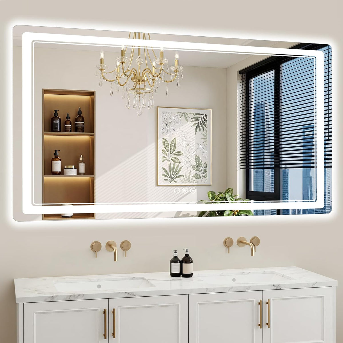 30"x36" LED Bathroom Mirror with Lights, Backlit + Front Lit, Anti-Fog, Lighted Bathroom Mirror for Wall, HD Shatterproof Tempered Glass, Dimmable, Memory Function (Horizontal/Vertical)