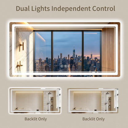 30"x36" LED Bathroom Mirror with Lights, Backlit + Front Lit, Anti-Fog, Lighted Bathroom Mirror for Wall, HD Shatterproof Tempered Glass, Dimmable, Memory Function (Horizontal/Vertical)