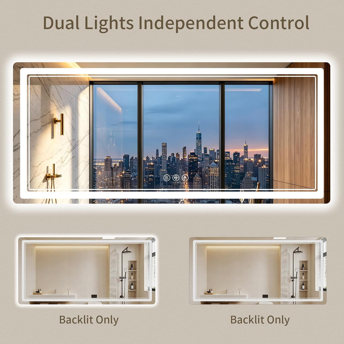 30"x36" LED Bathroom Mirror with Lights, Backlit + Front Lit, Anti-Fog, Lighted Bathroom Mirror for Wall, HD Shatterproof Tempered Glass, Dimmable, Memory Function (Horizontal/Vertical)