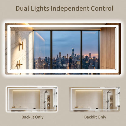 30"x36" LED Bathroom Mirror with Lights, Backlit + Front Lit, Anti-Fog, Lighted Bathroom Mirror for Wall, HD Shatterproof Tempered Glass, Dimmable, Memory Function (Horizontal/Vertical)