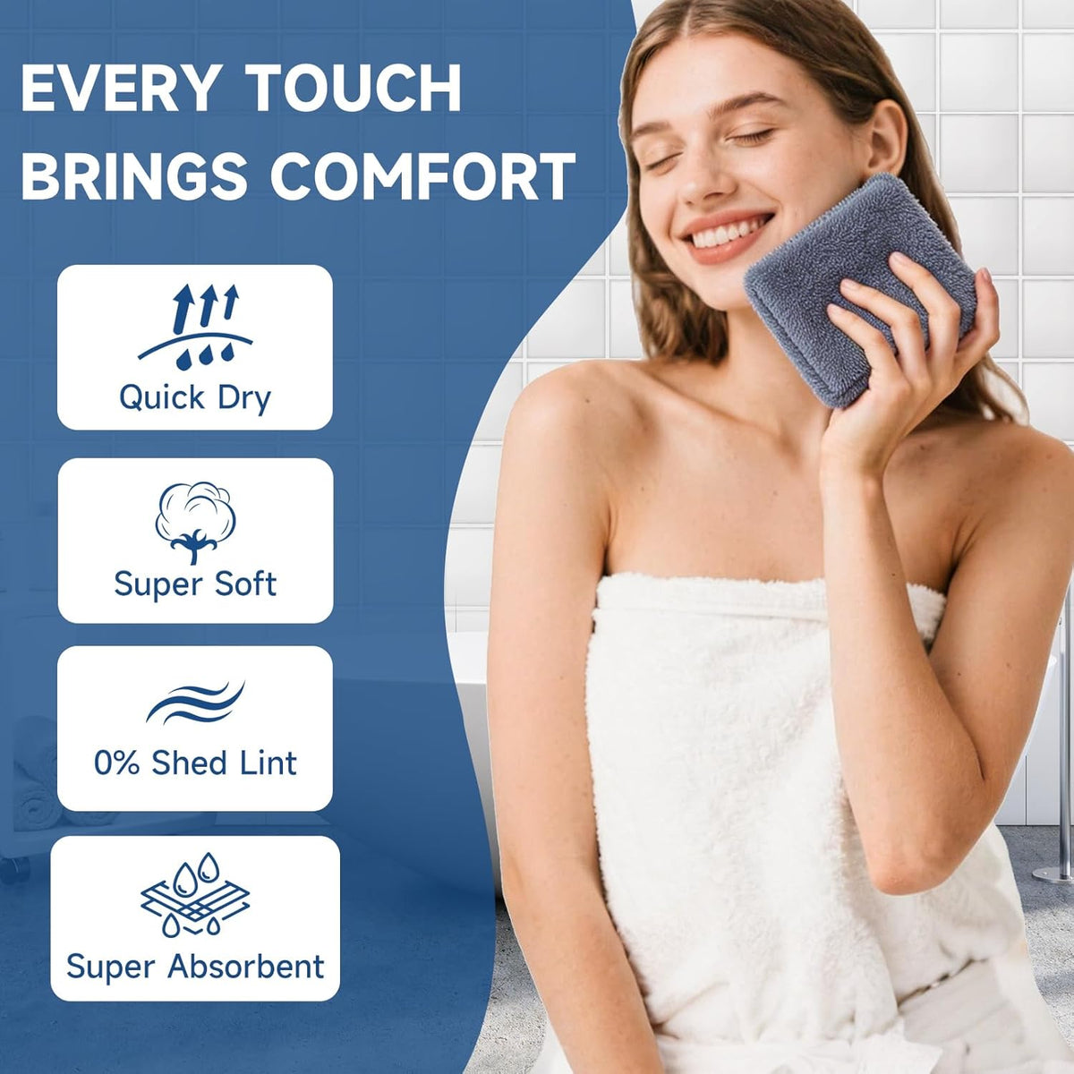 Coral Velvet White Washcloths, Highly Absorbent and Soft | Face Towel, Multi-Purpose White Bath Towels for Bathroom, Hotel, Spa, Gym and Kitchen