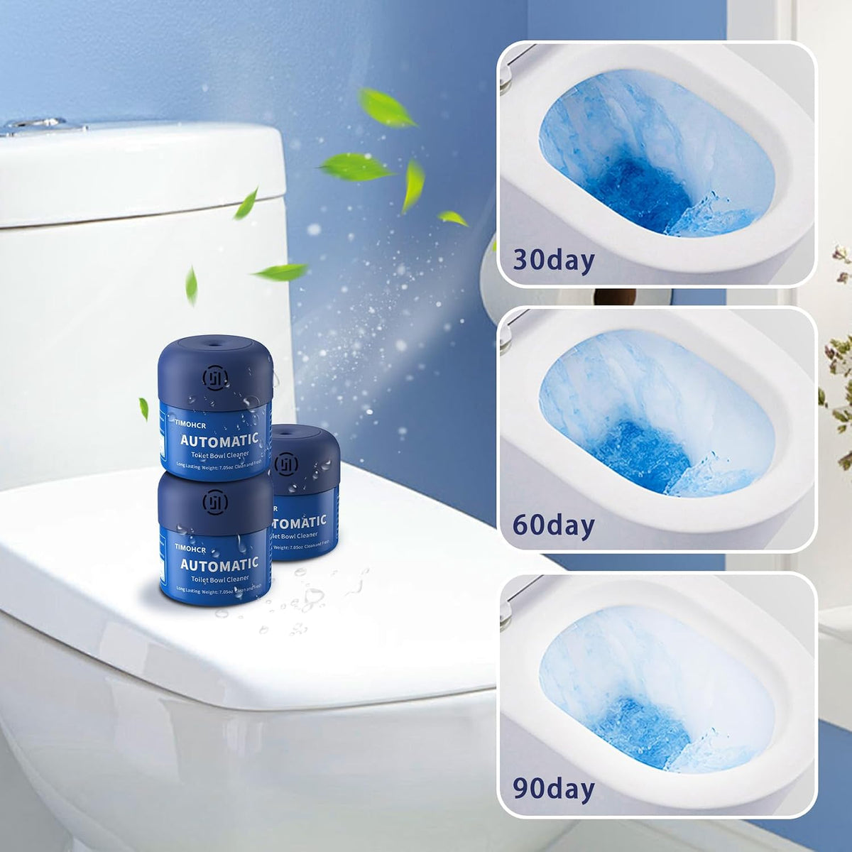 Automatic Continuous Toilet Bowl Cleaner 3 Bottles Lemon