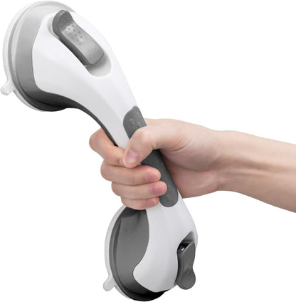 Grab Bars for Bathtubs and Showers 2 Pack Suction Grab Bar, Heavy Duty 12 Inch Shower Handle Removable Bath Handrails for Seniors and Elderly, Bathroom Safety Grip No Drilling Waterproof Grey