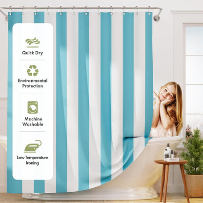 Shower Curtain, Washable Cloth Black Shower Curtain Sets with 12 Shower Curtain Hooks, Fabric Rustic Black and White Striped Curtain, Farmhouse Bathroom Curtains, 72x72 Inches