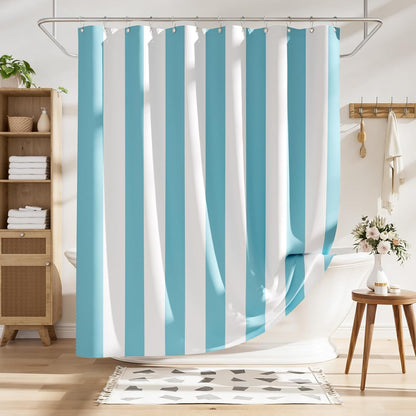 Shower Curtain, Washable Cloth Black Shower Curtain Sets with 12 Shower Curtain Hooks, Fabric Rustic Black and White Striped Curtain, Farmhouse Bathroom Curtains, 72x72 Inches