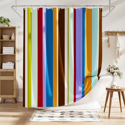 Shower Curtain, Washable Cloth Black Shower Curtain Sets with 12 Shower Curtain Hooks, Fabric Rustic Black and White Striped Curtain, Farmhouse Bathroom Curtains, 72x72 Inches