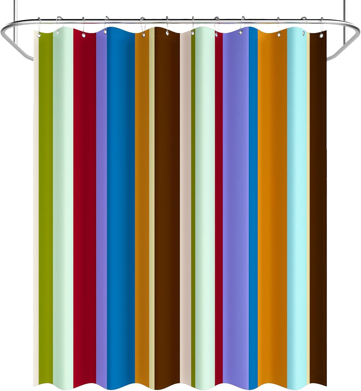 Shower Curtain, Washable Cloth Black Shower Curtain Sets with 12 Shower Curtain Hooks, Fabric Rustic Black and White Striped Curtain, Farmhouse Bathroom Curtains, 72x72 Inches